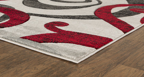 Red Swirls Hand-Carved Soft Living Room Area Rug by Homemartgoods