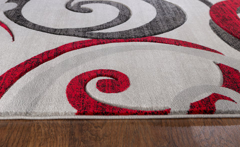 Red Swirls Hand-Carved Soft Living Room Area Rug by Homemartgoods