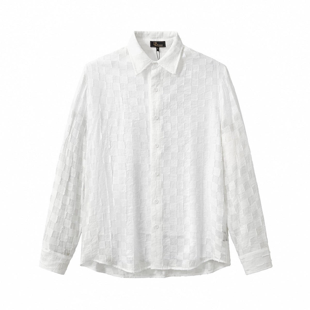  Barocco Haven Textured Long Sleeve Shirt WHITE - WHITE - Bonton
