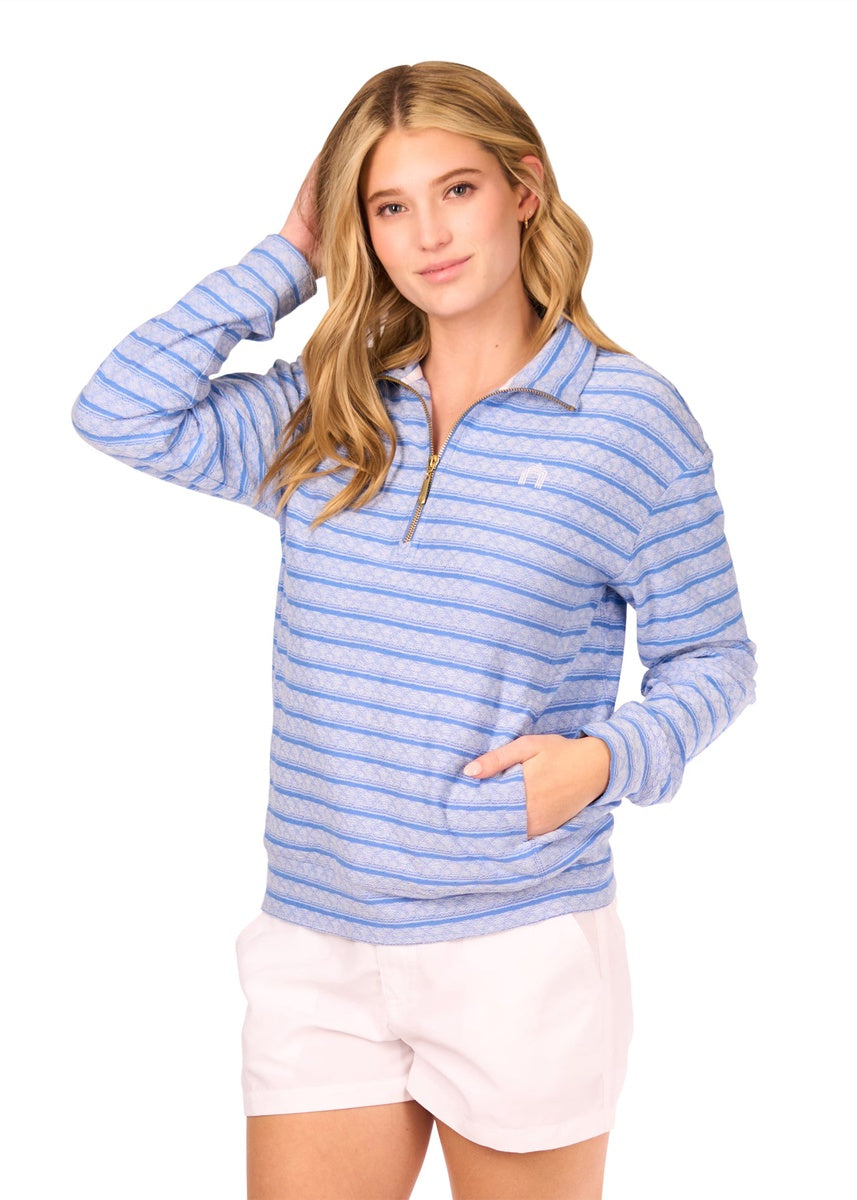  Cabana Life Blue Half Zip Pullover - XS - Bonton