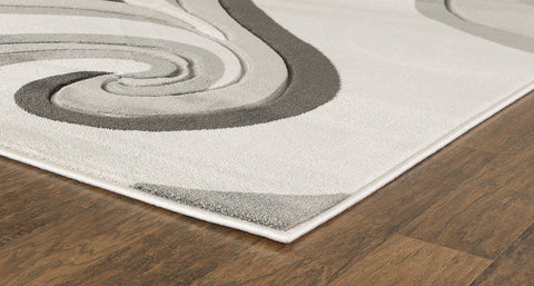 Grey Swirls Hand-Carved Soft Living Room Area Rug by Homemartgoods