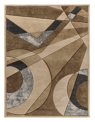 Beige Geometric Hand-Carved Soft Living Room Area Rug by Homemartgoods