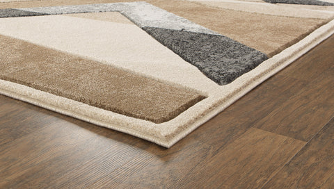 Beige Geometric Hand-Carved Soft Living Room Area Rug by Homemartgoods