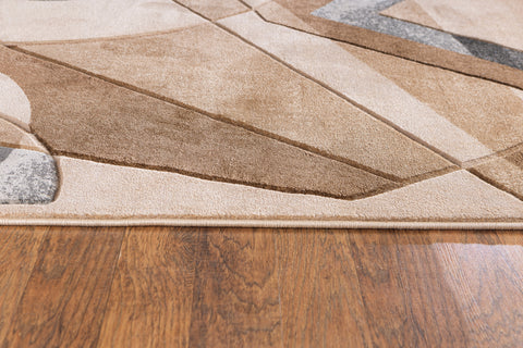 Beige Geometric Hand-Carved Soft Living Room Area Rug by Homemartgoods
