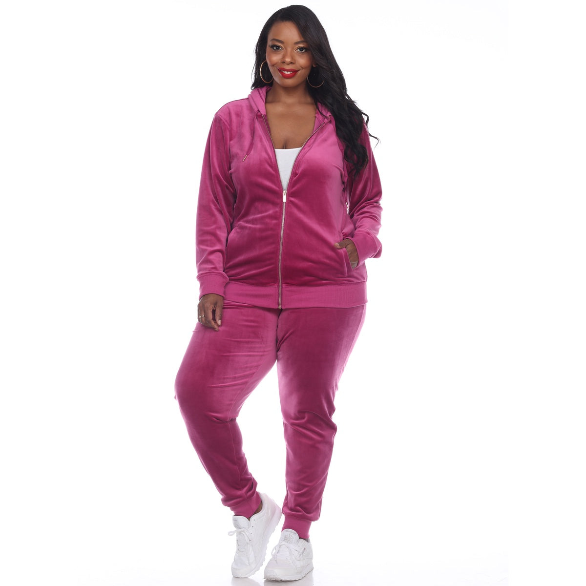  White Mark Plus Size 2 Piece Velour Tracksuit Set - 3X - Bonton