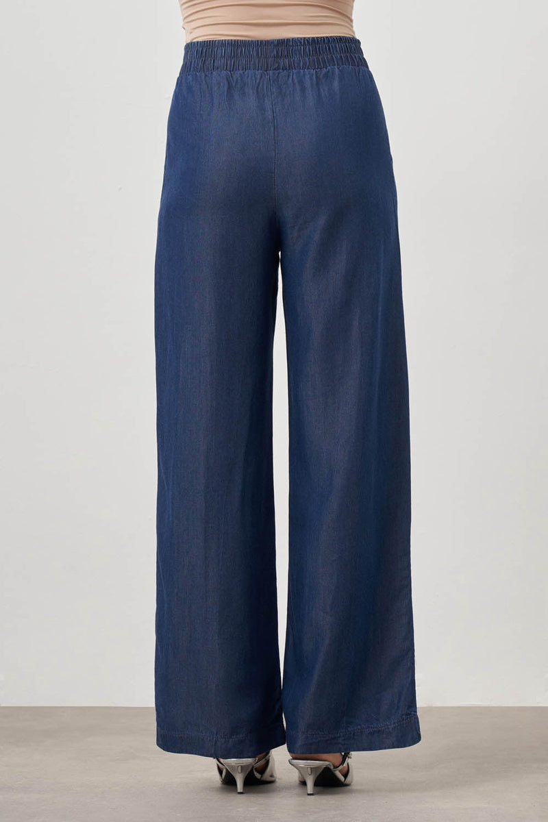  Mizalle Mizalle-Wide Leg Denim Pants-Indigo - Indigo - Bonton