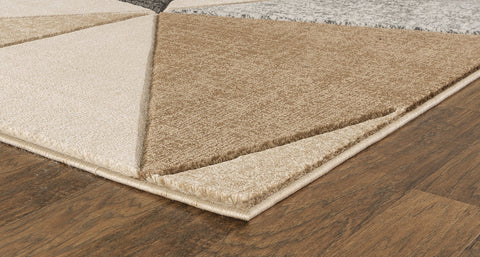 Beige Grey Geometric Triangles Hand-Carved Soft Living Room Area Rug by Homemartgoods