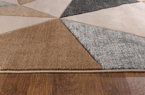Beige Grey Geometric Triangles Hand-Carved Soft Living Room Area Rug by Homemartgoods