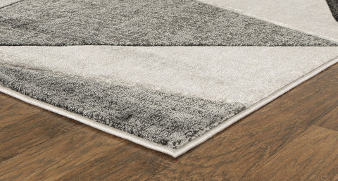 Silver Grey Geometric Triangles Hand-Carved Soft Living Room Area Rug by Homemartgoods