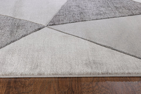 Silver Grey Geometric Triangles Hand-Carved Soft Living Room Area Rug by Homemartgoods
