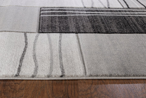 Silver Grey Geometric Rectangles Hand-Carved Soft Living Room Area Rug by Homemartgoods
