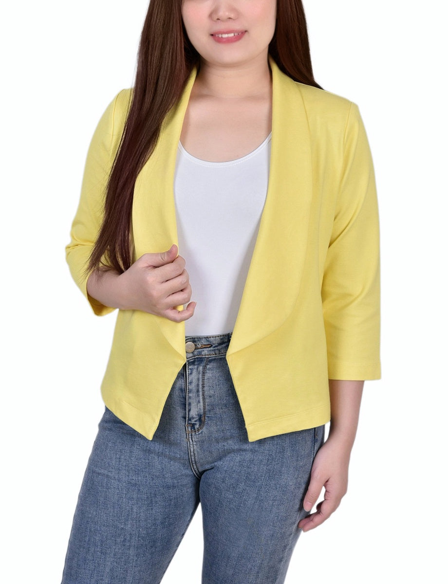  NY Collection Long Sleeve Ponte Jacket - Plum Caspia - Bonton