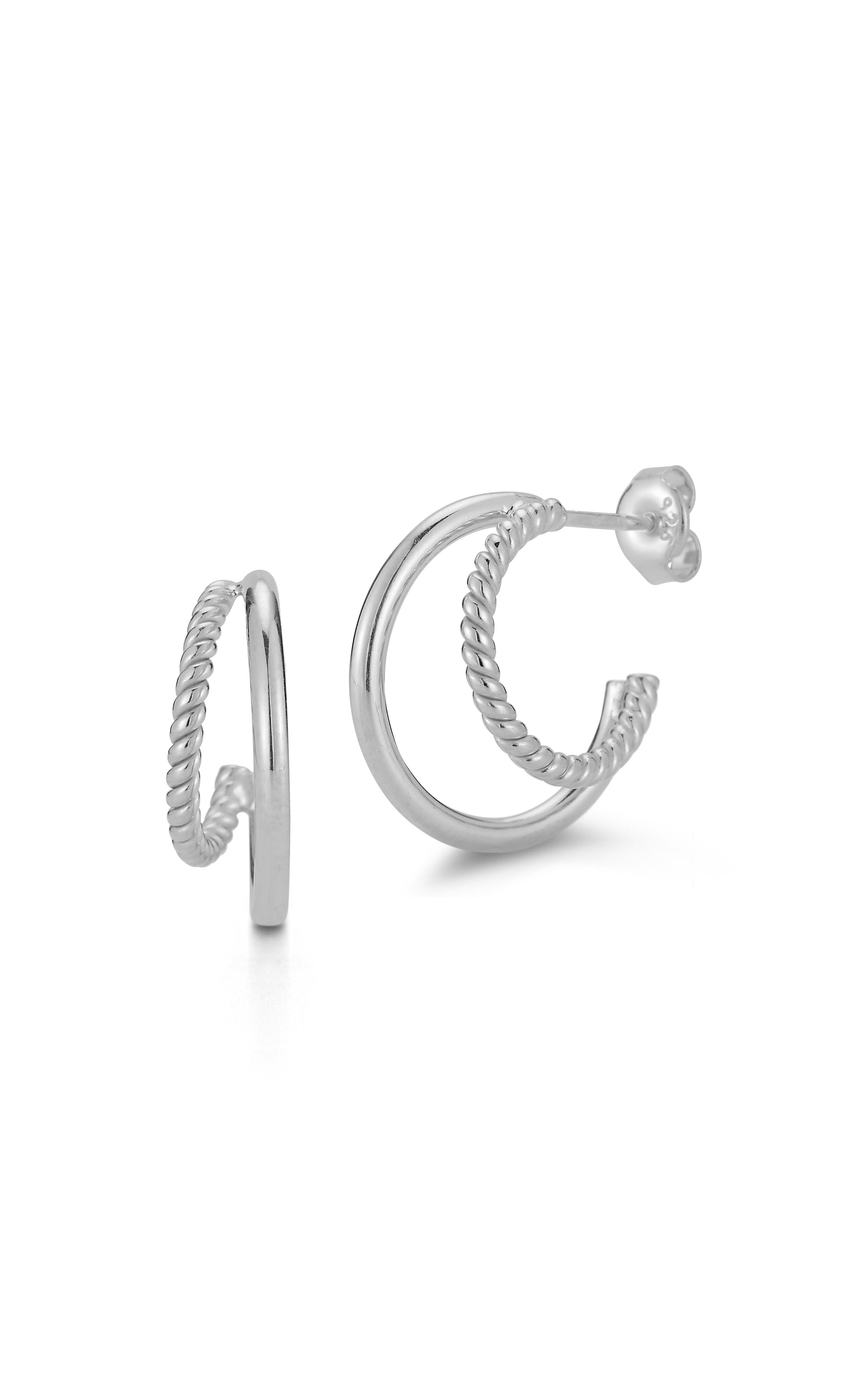  Relativity Double Hoop Earrings 3 - Silver - Bonton