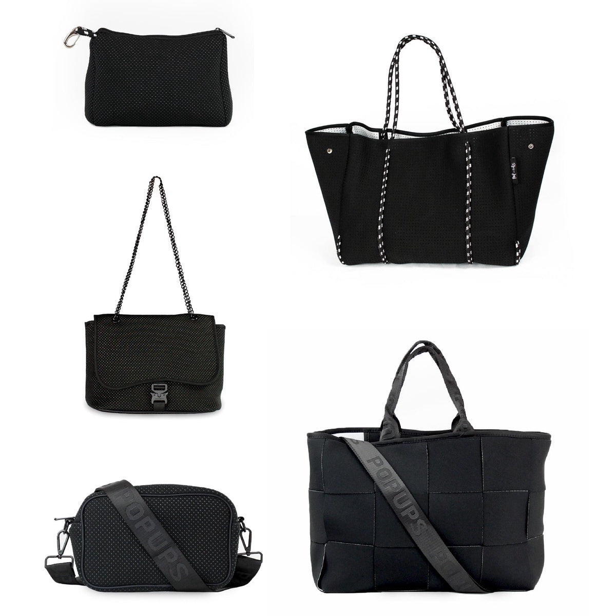  Pop Ups Brand Icon Tote + Camera Bag + Flap Crossbody + Everyday Tote + Pouch - Black - Default Title - Bonton