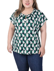 Plus Size Extended Sleeve Top With Grommets