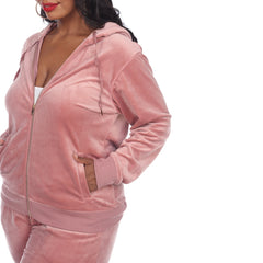 Plus Size 2 Piece Velour Tracksuit Set