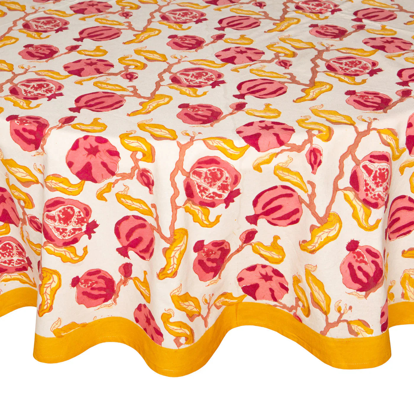  Couleur Nature Pomegranate Yellow/Red Tablecloth - Yellow/Red - Bonton