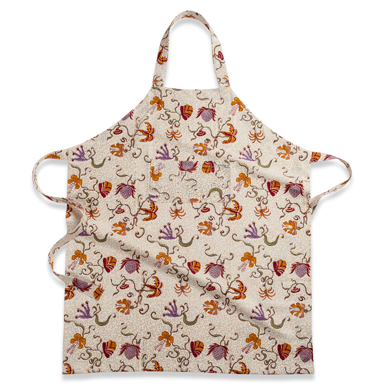  Couleur Nature Fleurs des Indes Apron - Red/White - Bonton