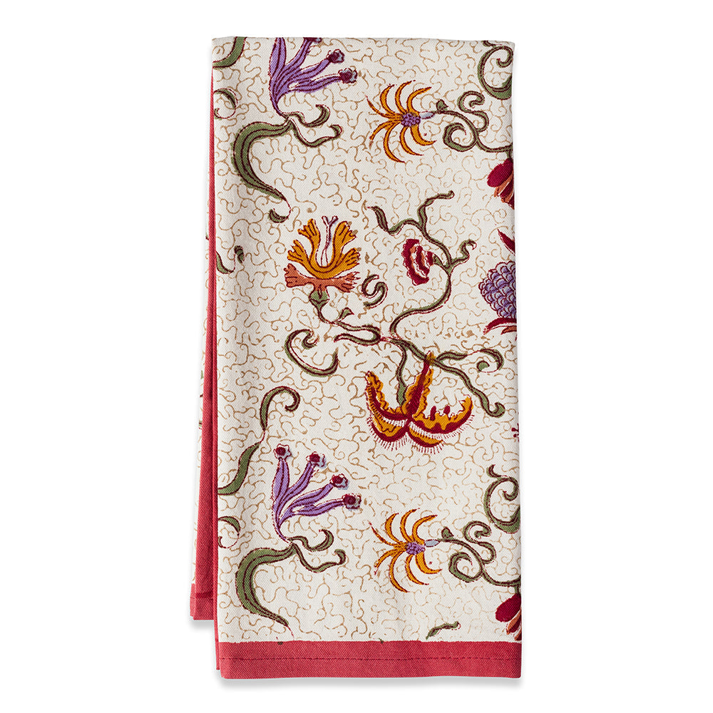  Couleur Nature Fleurs des Indes Tea Towels Set of 3 - Red/White - Bonton