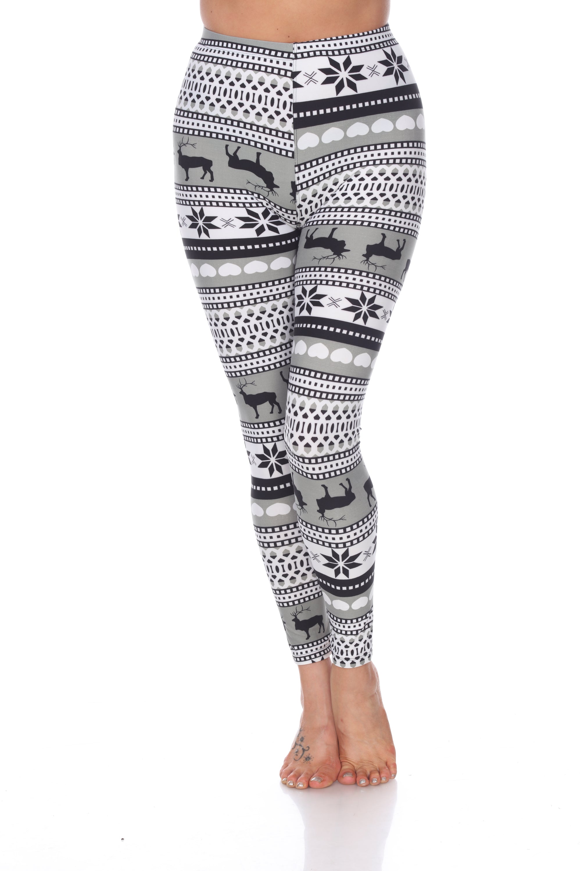  White Mark Women's One Size Fits Most Printed Leggings - one size - Bonton