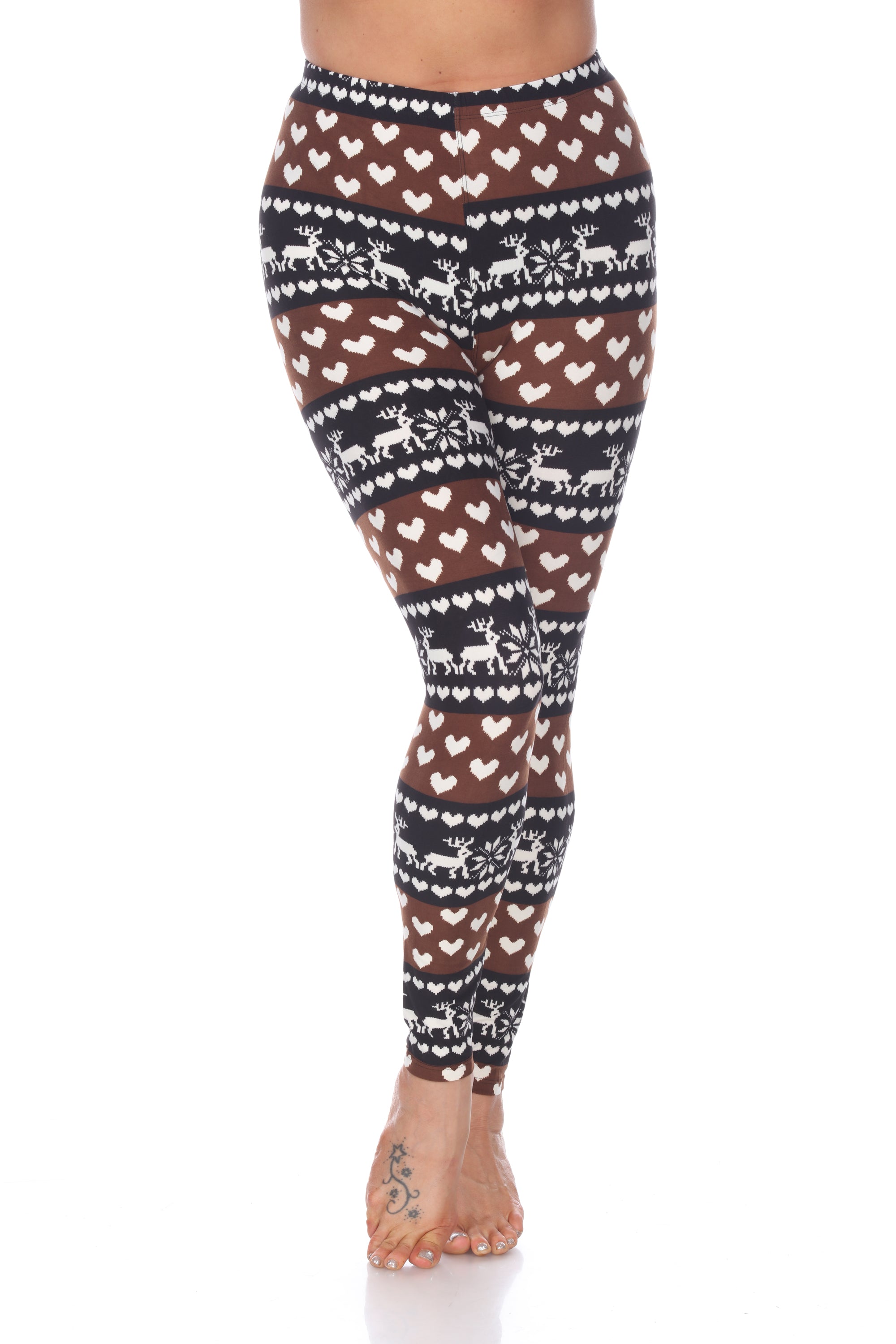  White Mark Women's One Size Fits Most Printed Leggings - one size - Bonton