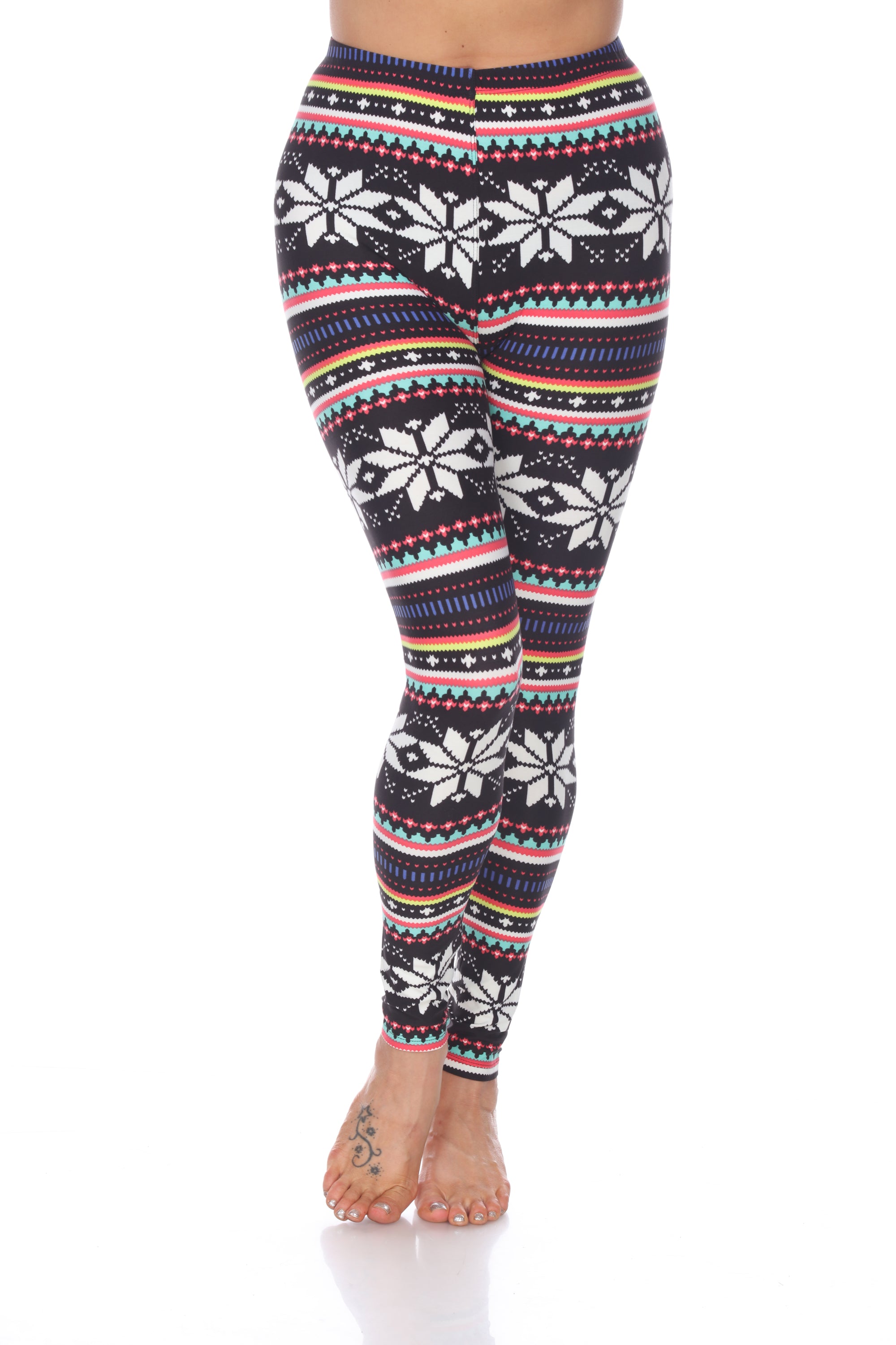  White Mark Women's One Size Fits Most Printed Leggings - one size - Bonton