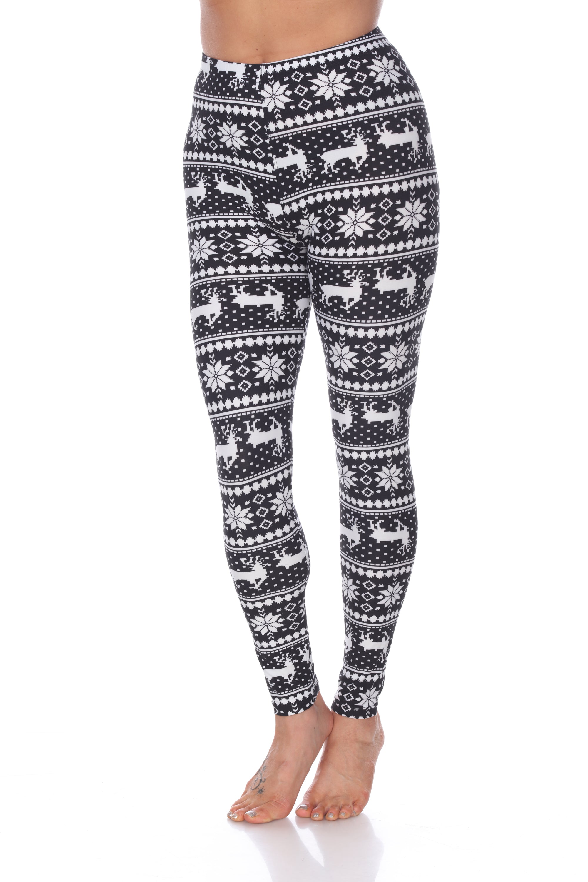  White Mark Women's One Size Fits Most Printed Leggings - one size - Bonton