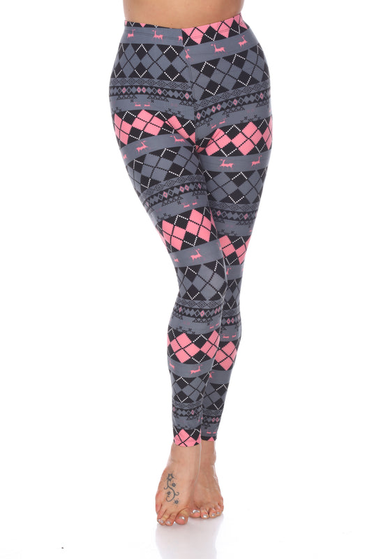 Women's One Size Fits Most Argyle Print Leggings