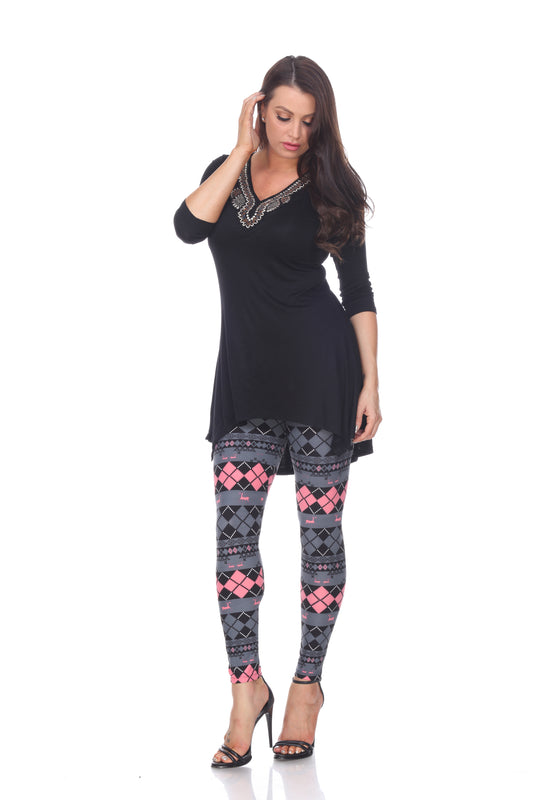 Women's One Size Fits Most Argyle Print Leggings