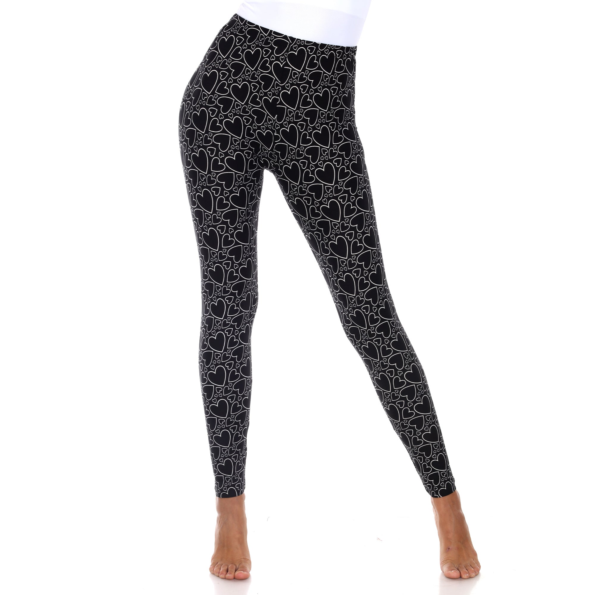  White Mark Super Soft Heart Printed Leggings - one size - Bonton