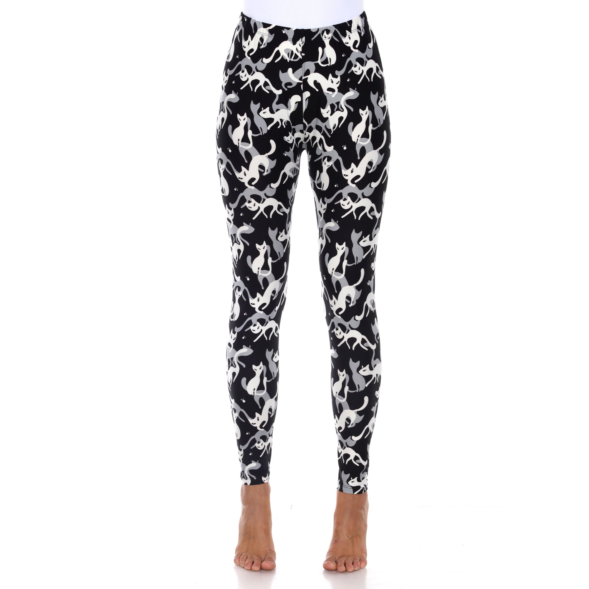  White Mark Super Soft Cat Printed Leggings - one size - Bonton