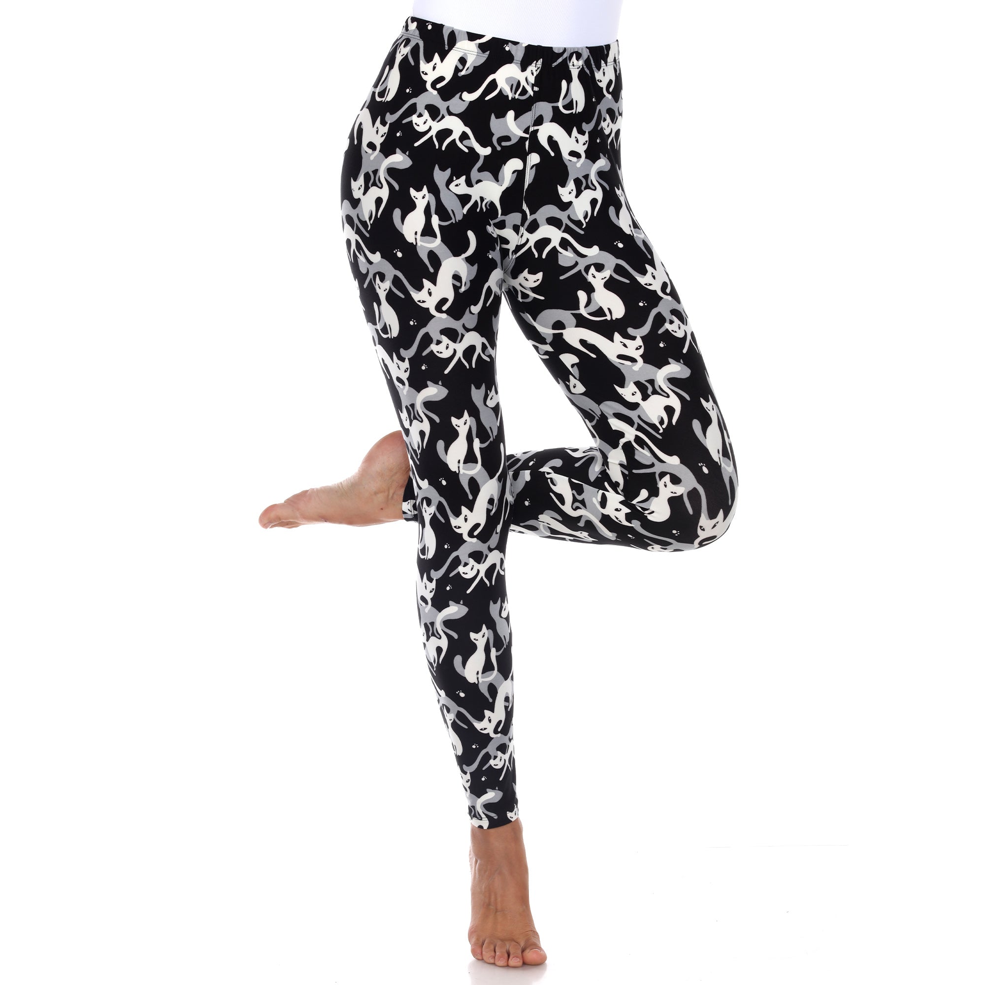  White Mark Super Soft Cat Printed Leggings - one size - Bonton