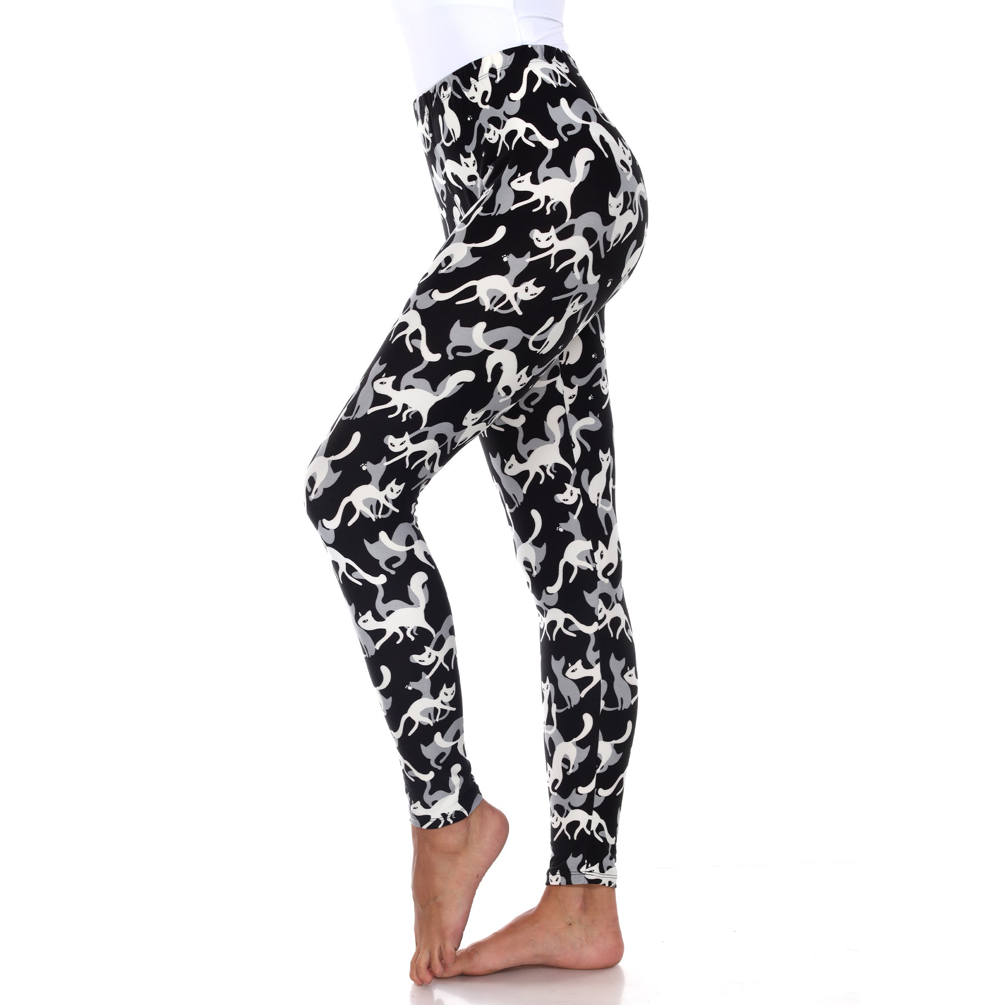  White Mark Super Soft Cat Printed Leggings - one size - Bonton