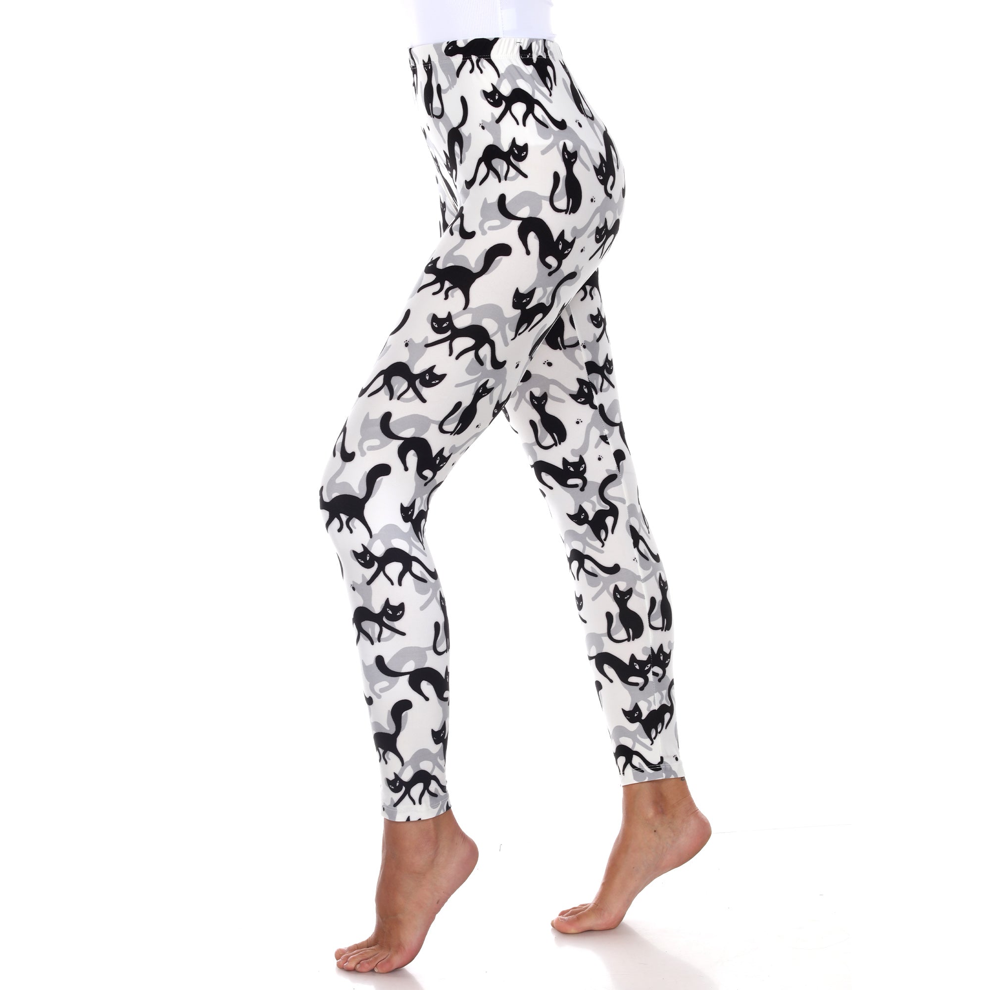  White Mark Super Soft Cat Printed Leggings - one size - Bonton