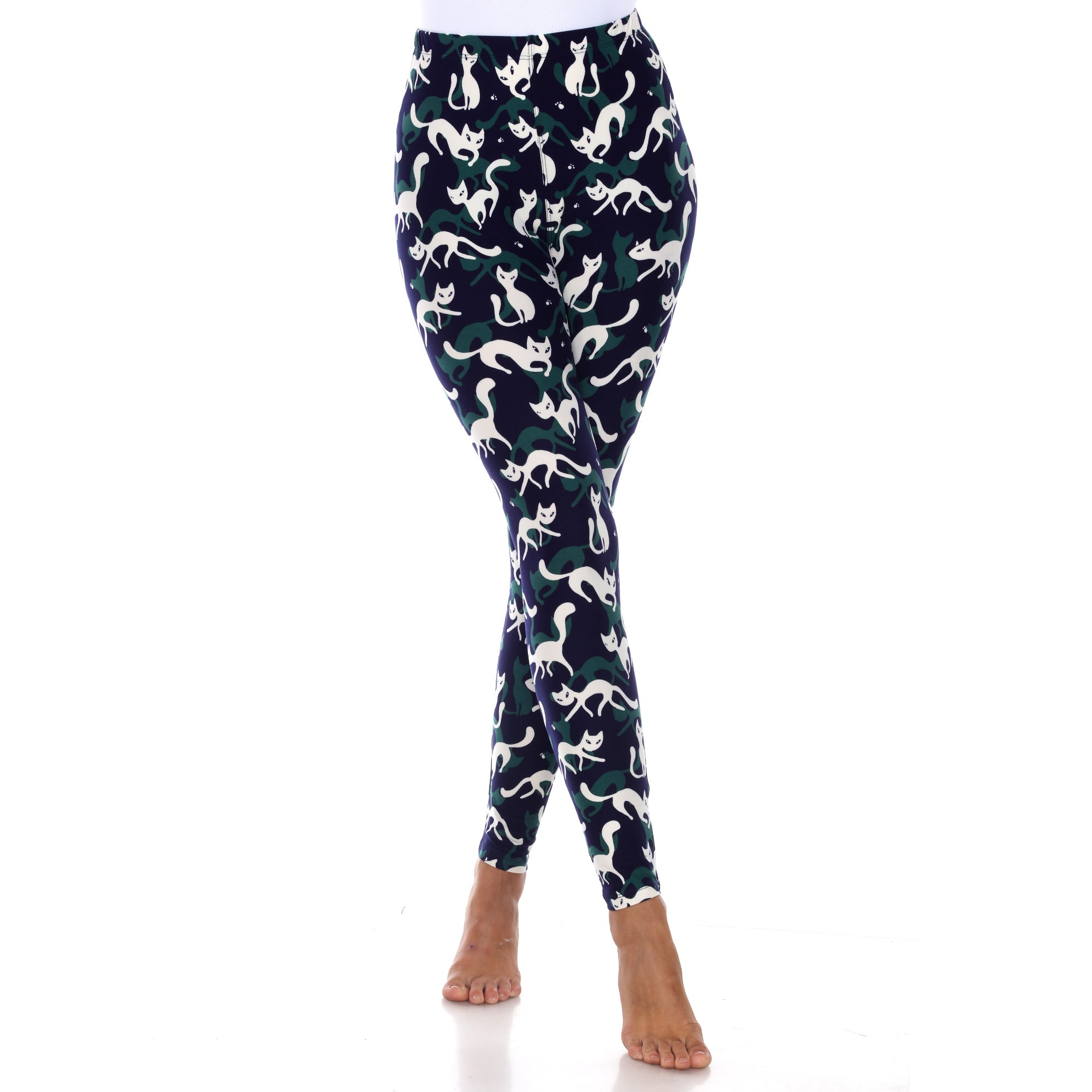  White Mark Super Soft Cat Printed Leggings - one size - Bonton