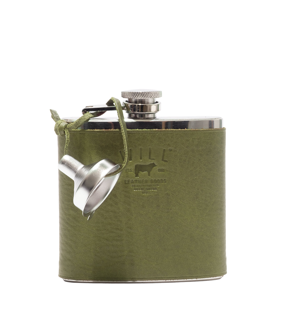  Will Leather Goods Leather & Stainless Steel Flask - Sage - Bonton