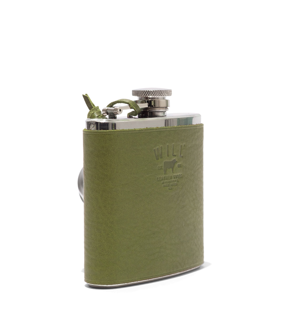  Will Leather Goods Leather & Stainless Steel Flask - Sage - Bonton