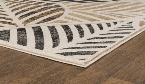 Beige Leaf Hand-Carved Soft Living Room Area Rug by Homemartgoods