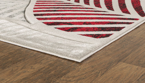 Red Silver Grey Leaf Hand-Carved Soft Living Room Area Rug by Homemartgoods