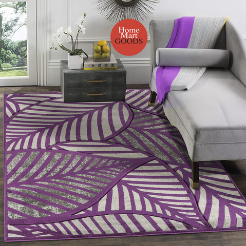 Purple Leaf Hand-Carved Soft Living Room Area Rug by Homemartgoods