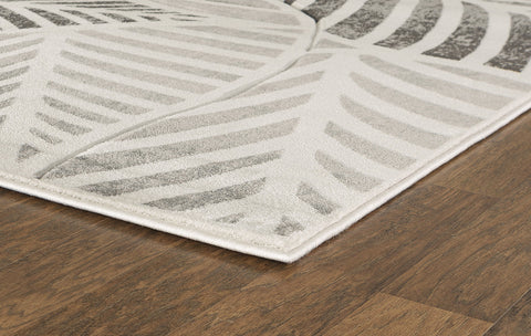 Silver Grey Leaf Hand-Carved Soft Living Room Area Rug by Homemartgoods