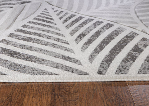 Silver Grey Leaf Hand-Carved Soft Living Room Area Rug by Homemartgoods