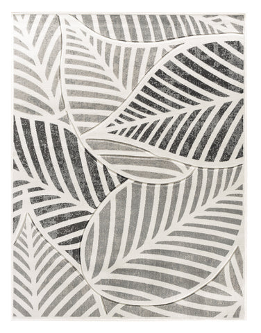 Silver Grey Leaf Hand-Carved Soft Living Room Area Rug by Homemartgoods