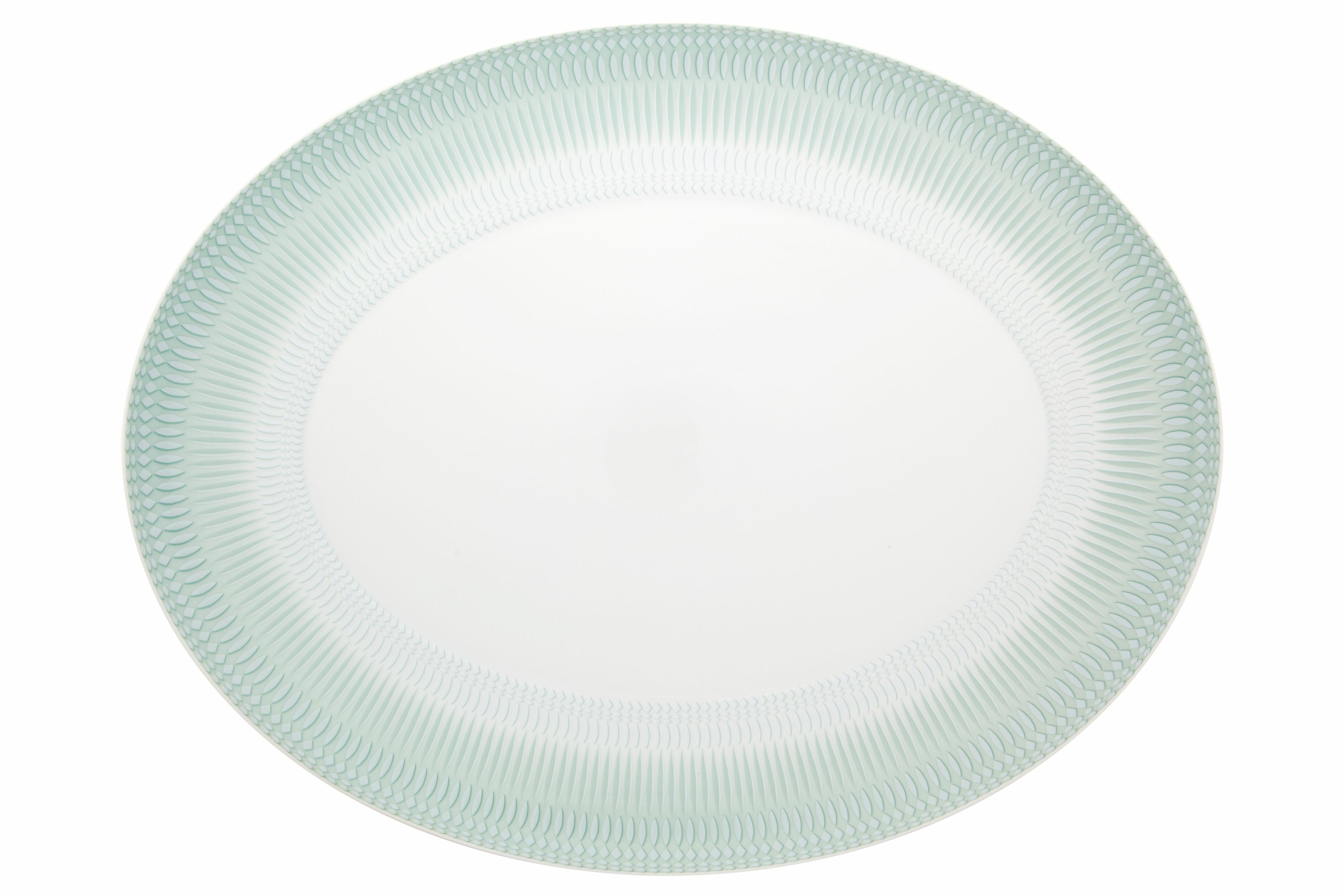  Vista Alegre Venezia Large Oval Platter - Aqua/White - Bonton