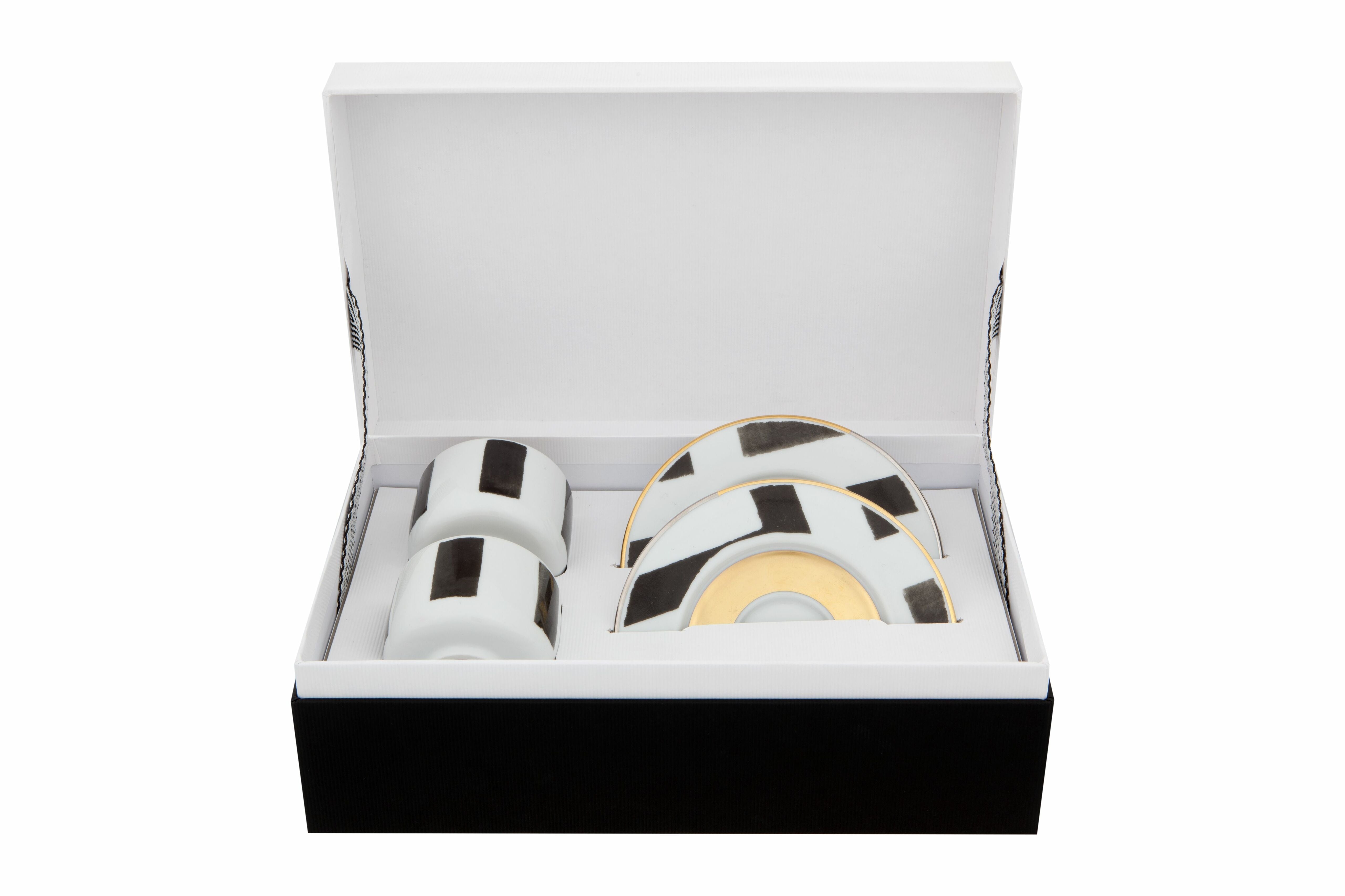  Christian Lacroix by Vista Alegre Sol Y Sombra Coffee Cups & Saucers Set of 2 - Black/White - Bonton