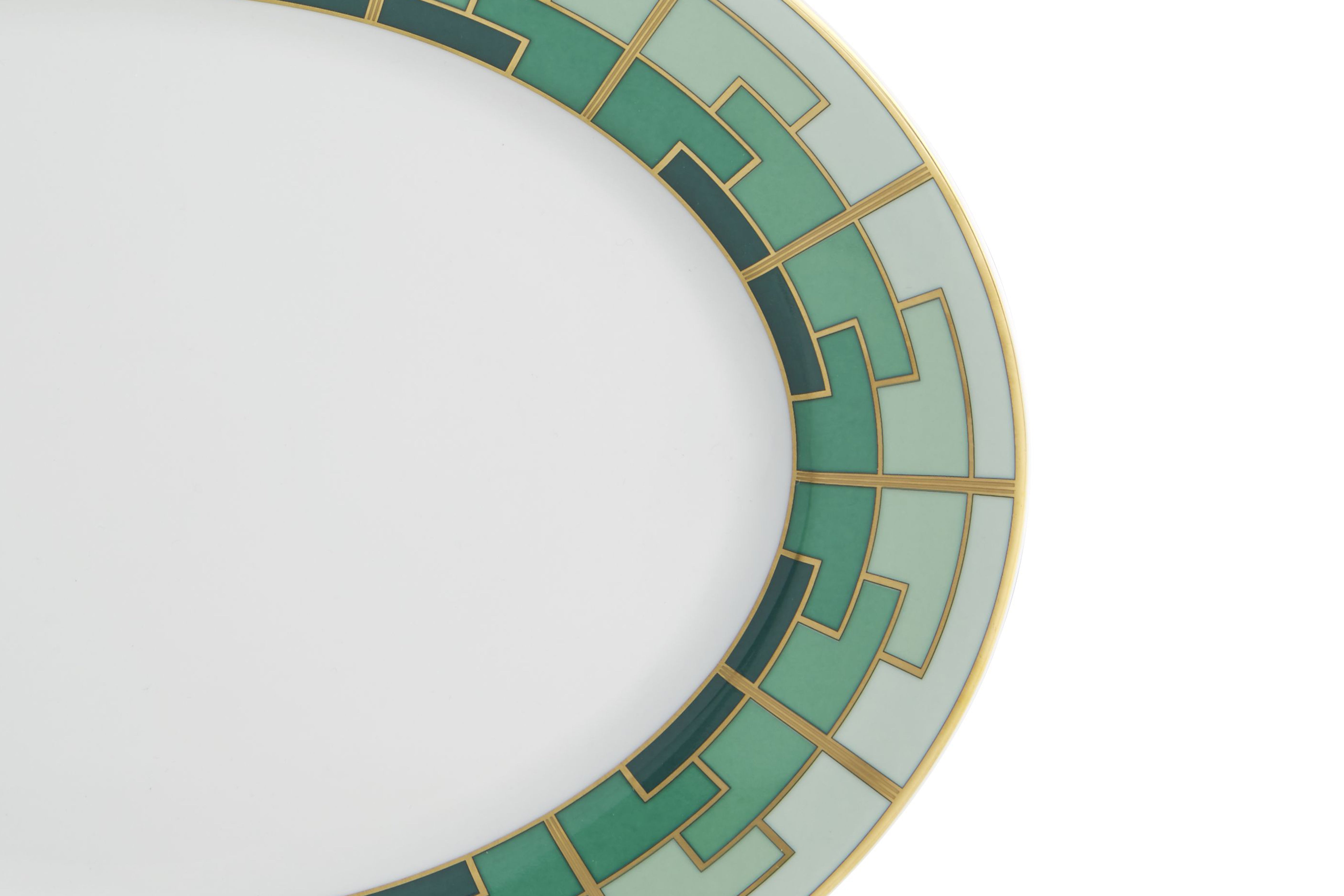  Vista Alegre Emerald Medium Oval Platter - White/Green - Bonton