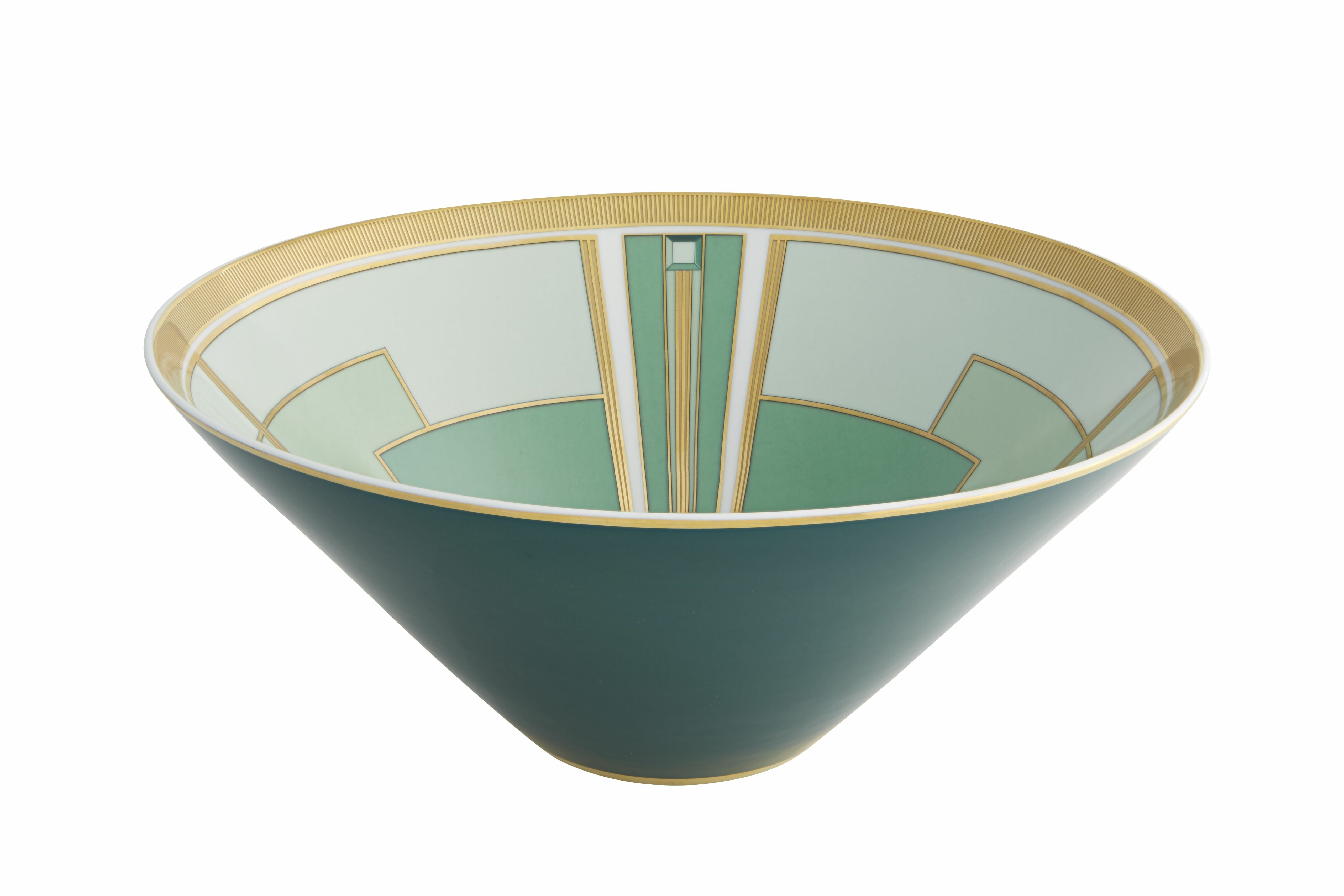  Vista Alegre Emerald Salad Bowl - White/Green - Bonton