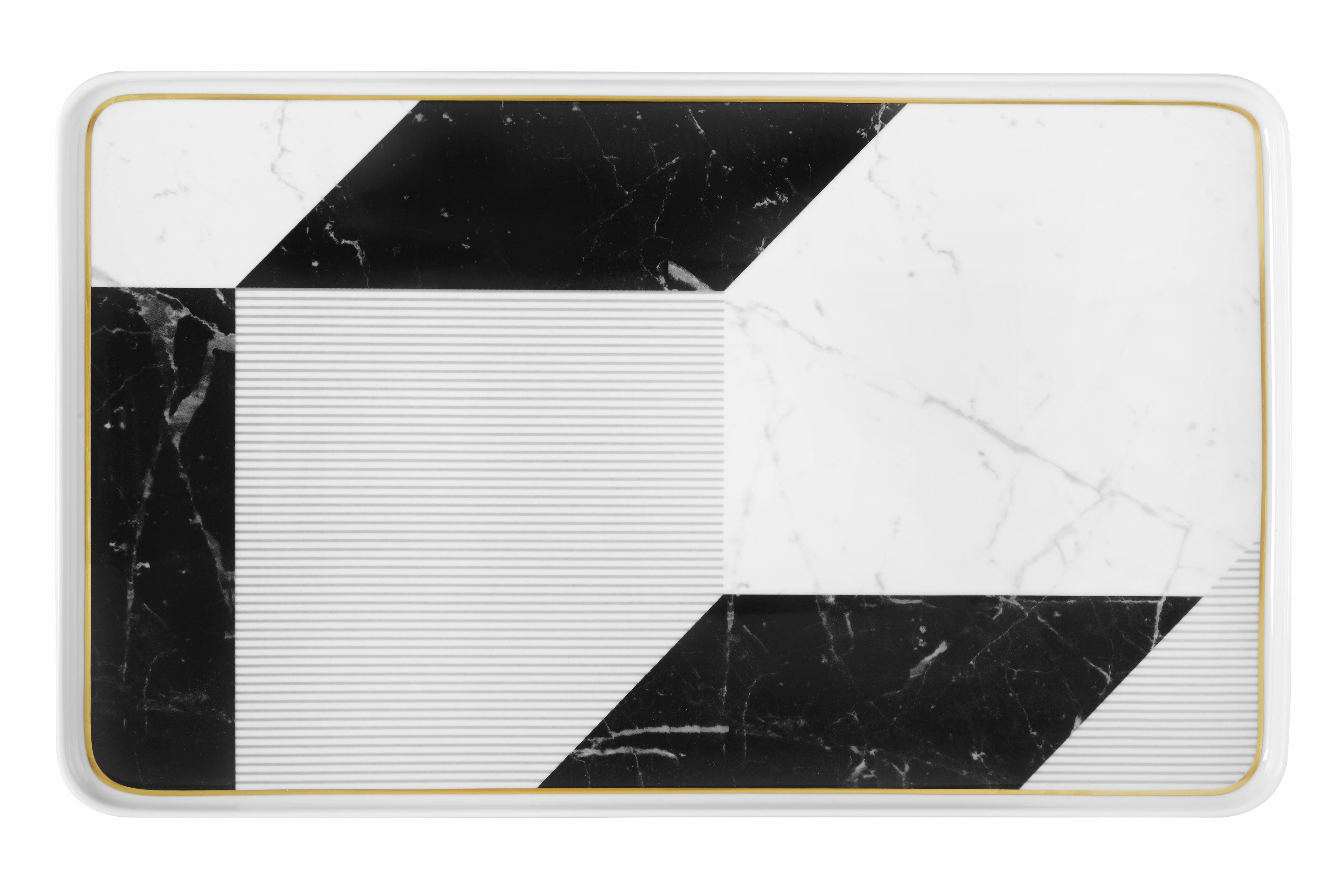  Vista Alegre Carrara Large Rectangular Platter - Black/White - Bonton