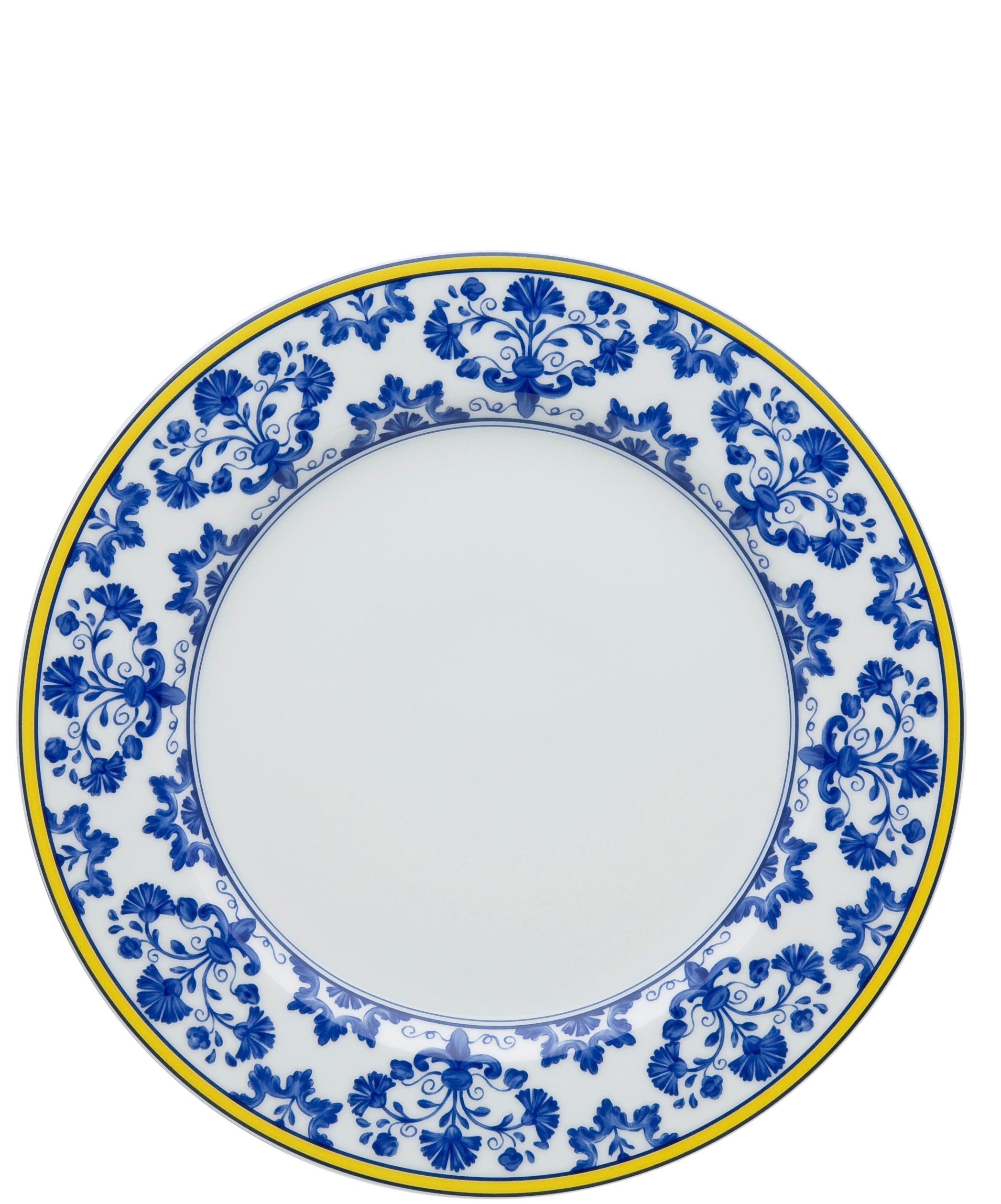  Vista Alegre Castelo Branco Dinner Plates Set of 4 - Blue/White/Yellow - Bonton