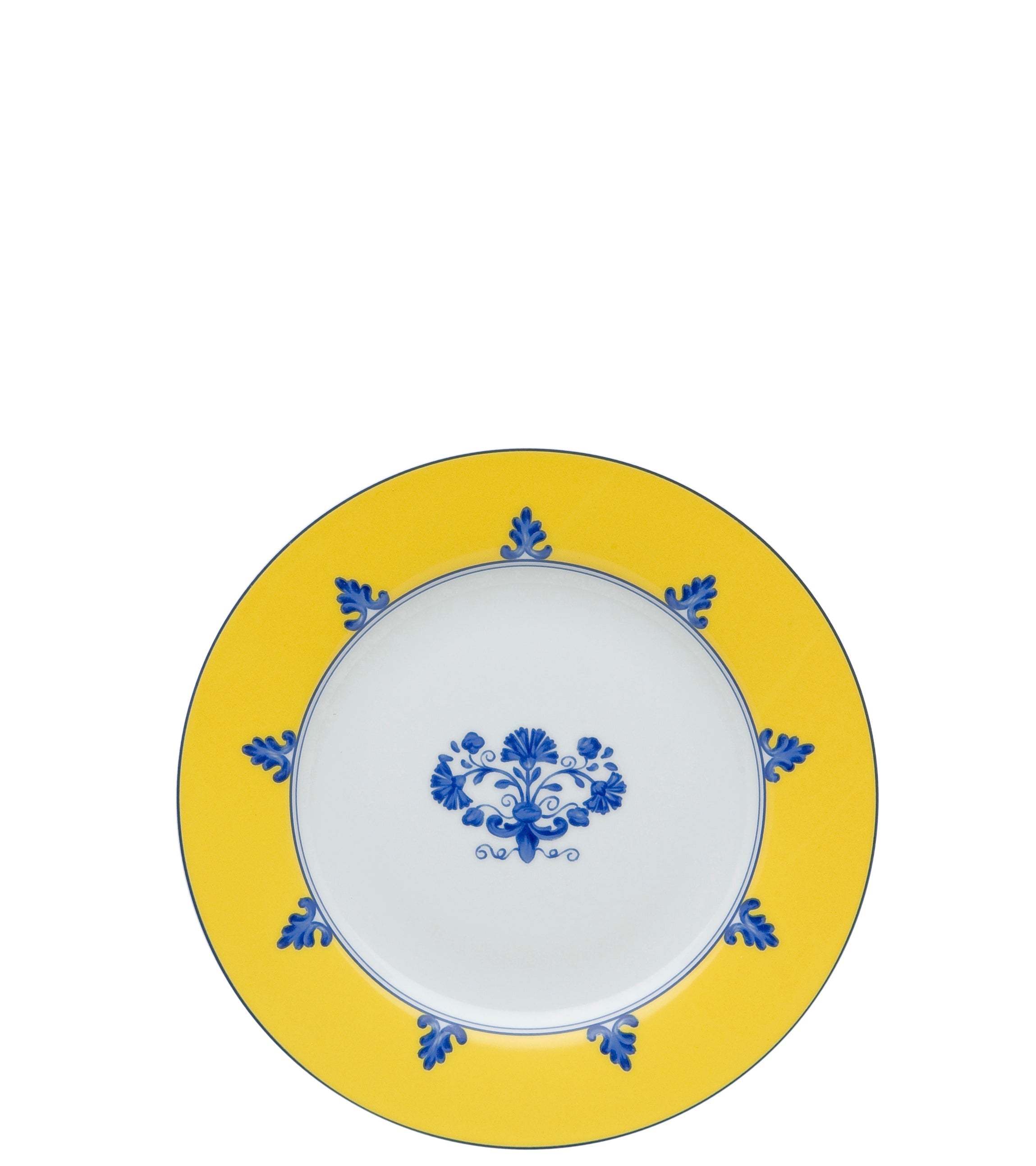  Vista Alegre Castelo Branco Dessert Plates Set of 4 - Blue/White/Yellow - Bonton